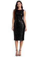 Calvin Klein Size 12 Sleeveless Black Shimmer Sequin Party Lined Dress NWT