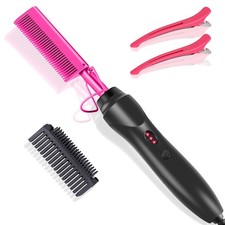 Electric Hot Comb for Wigs, Straightening Comb, Plug-In Hair Straightener for Bl