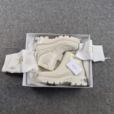 Dior Stiefel Damen UK 9 Weiß Genesis Neopren Gummi Designer Knöchel EU 42