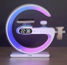 Magnetic 5 In 1 Speaker Alarm Clock With Wireless Charger, Bedside Lamp