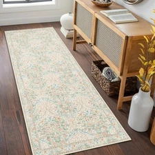 Washable Runner Rug,Floral 2x6 Runners for Hallway Kitchen Bedroom Bedside Ba...