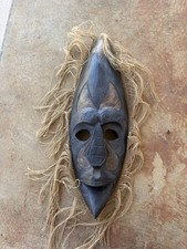 Vintage Hand Carved Indonesian Tribal Wood Wall Mask Balinese Tiki Decor