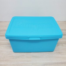 Vintage 1990s Pampers Baby Wipes Fresh Empty Blue Plastic Hinged Container