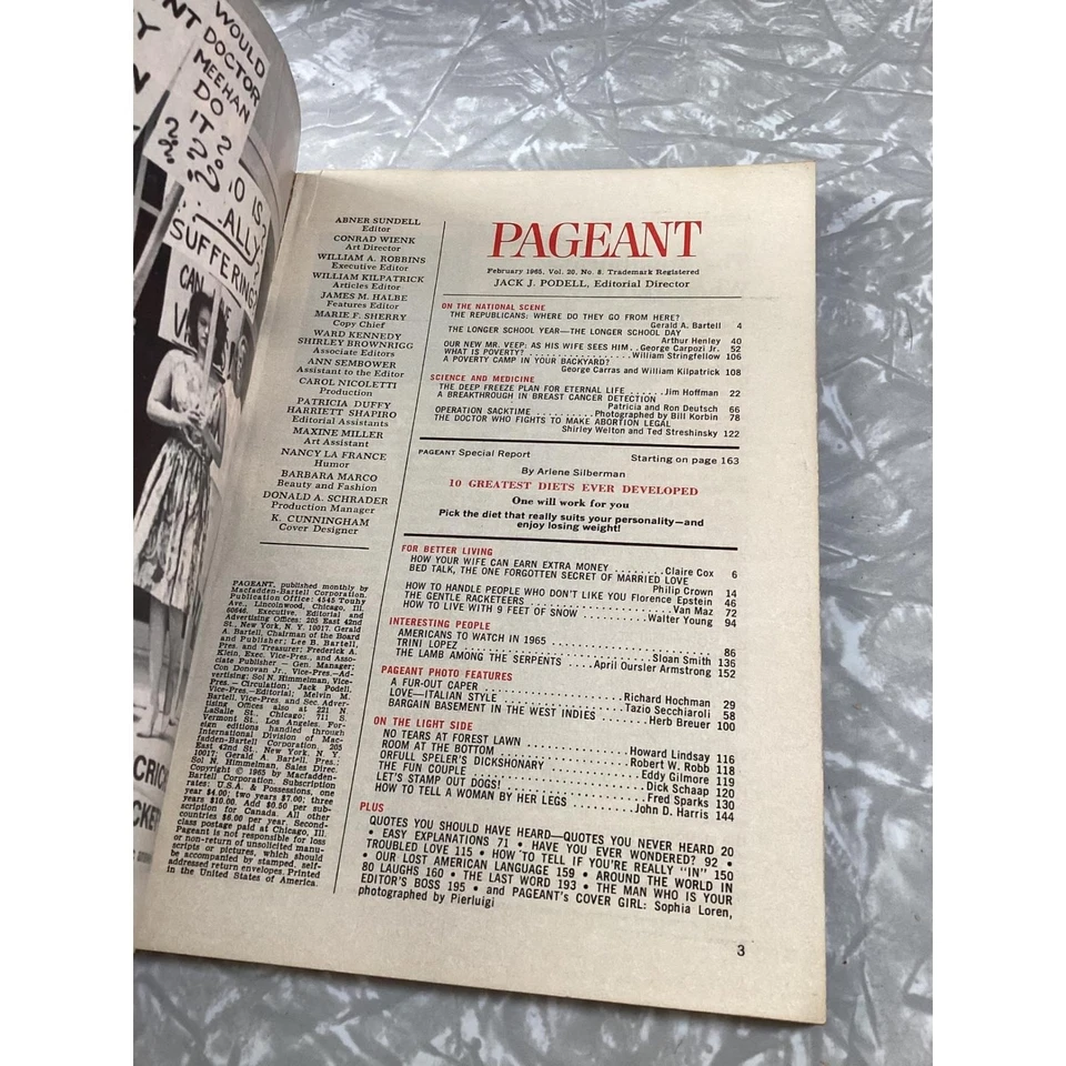 Pageant Magazine February 1965 Sophia Loren Love Italian Style Vintage Retro - Imagem 2 de 4