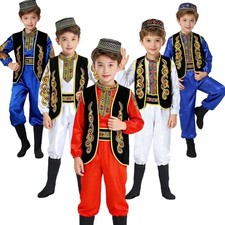 Boys Sets Dance Outfits Hat Costumes Vest Festival Long Sleeve Holiday Uygur