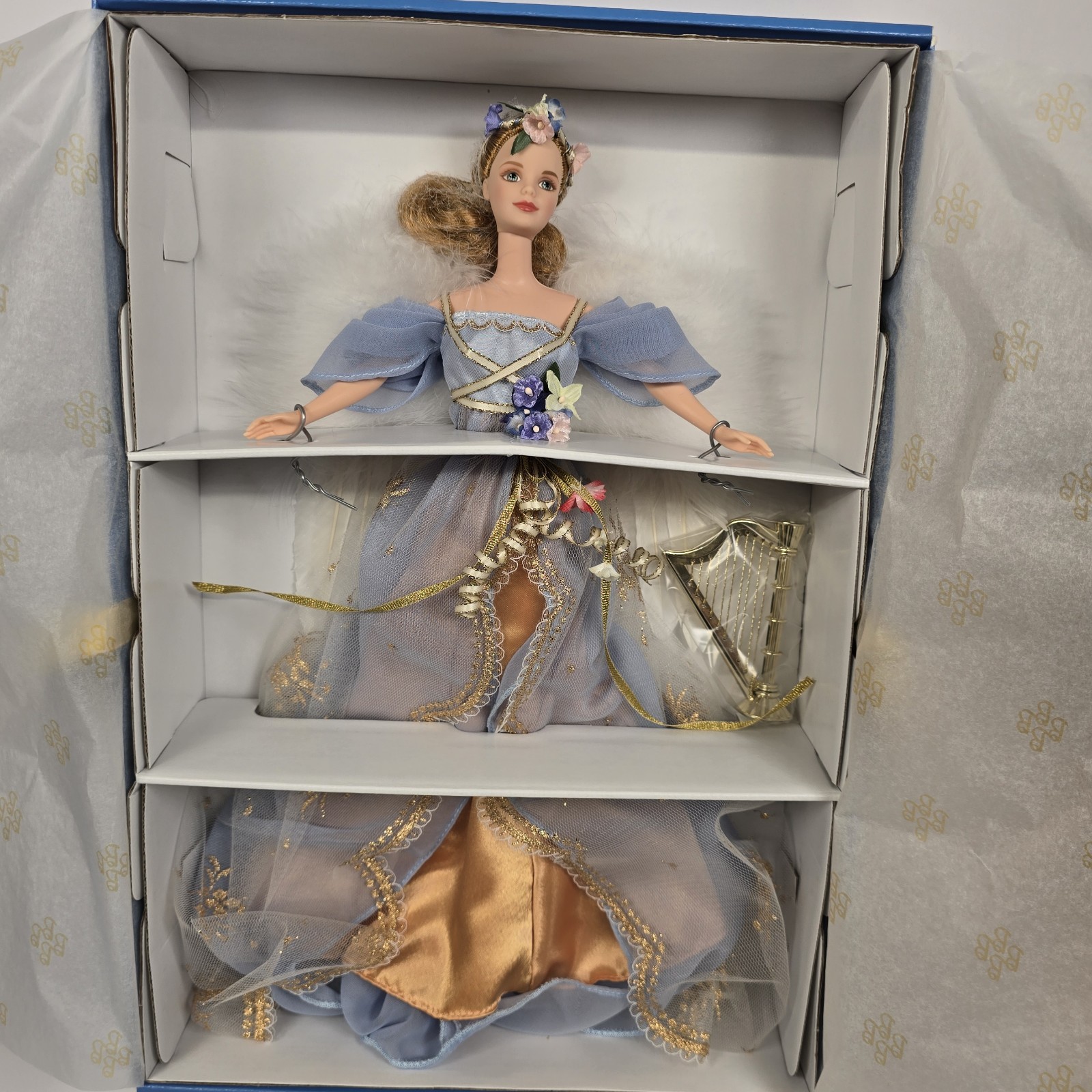 Nib Barbie Doll 1997 Angels Of Music Collection Harpist Angel 18894