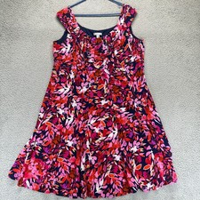 London Style Collection Womens Sleeveless Ruffled Midi Dress Red Floral Size 2X