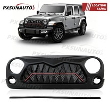 For 07-18 Jeep Wrangler Jk Jku Front Grill Venom Style Grille Black Red Abs