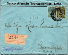 1924 Lima Peru Certified Cover to BARR Rubber Products Sandusky Ohio OH USA