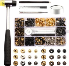 LYDNA Snap Fasteners Kit for Leather - 120 Set 12Mm Metal Snap Button with 4 Set