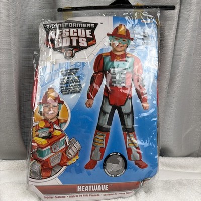 Transformers Rescue Bots Heatwave Child's Costume Toddler 2T With Muscles & Hat
