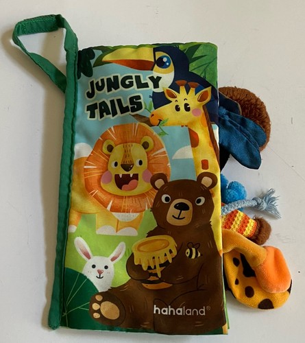 hahaland Jungly Tails Soft Cloth Fabric Baby Book - Animal Friends Crinkly