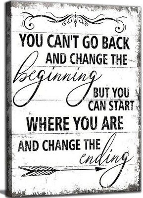 Inspirational Canvas Wall Art You Can't Go Back and Change The Beginning pain...