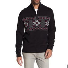 Weatherproof Vintage Cotton Long Sleeve 1/4 Zip Black Winter Sweater SZ L