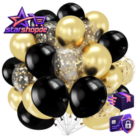 Luftballons Schwarz Gold 62 StüCk Latex Konfetti FüR Party Deko Feier