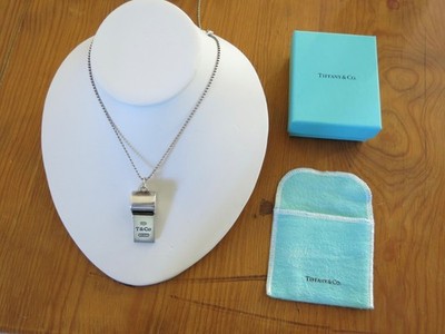 ORIGINAL TIFFANY & CO STERLINGSILBER PFEIFE UND KETTE PLUS BOX ETUI