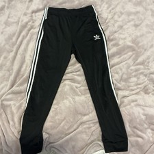adidas Originals Women  s Black/White 3-Stripes Track Pants Size S Polyester