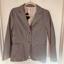Morrissey Y Striped Blazer in Black and White, Size 10, Floral Lining, Vintage