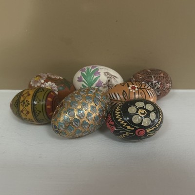 Group of 7 - Painted Eggs Decorative Spring Easter