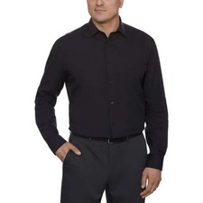 NEW Calvin Klein Men's L Black Active Performance Stretch Fit Dress Shirt