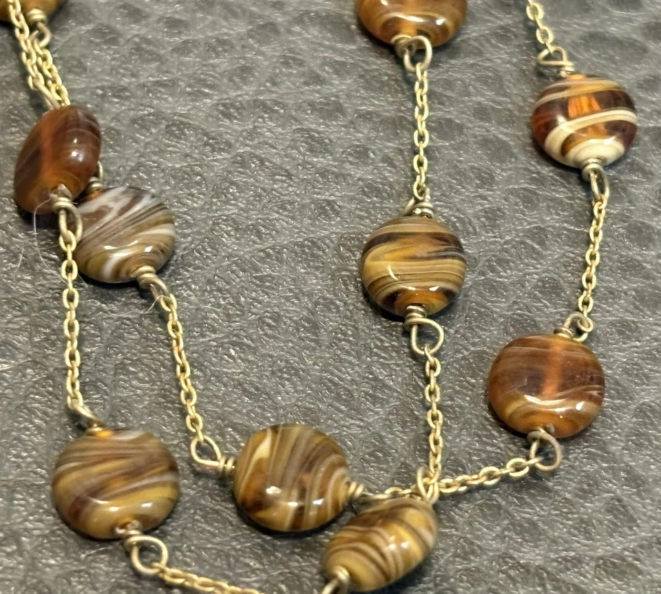 Banana Republic NWT Glass Givre Beaded Murano Station Chain Long Necklace 41” - Image 3 of 4