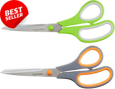 Stainless Steel Scissors 2 Pack PVD Coated Comfort Grip Green Grey