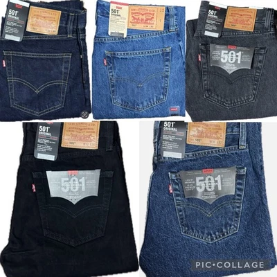 Levis® 501 Mens Denim Jeans Original Fit bottoms Straight Leg Pants Jean NEW - Image 1 of 4