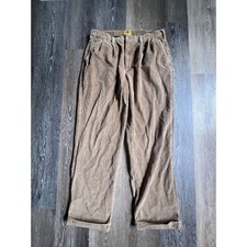 Duck Head Corduroy Pants Mens 34x32 Tan Pleated Cuffed Wide Wale Chinos