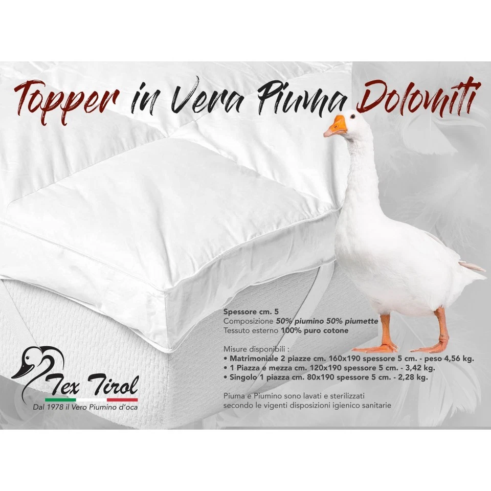 TOPPER per Materasso in PIUMINO Oca TEX TIROL © DOLOMITI 50% Piumino Oca / 50% P - Image 2 of 4