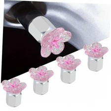 4-Pack Pink Cherry Blossom Valve Stem Caps for Schrader Valves  Metal silver