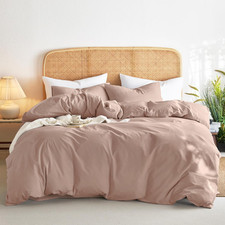 - Cotton Duvet Cover Set, Queen Size, Dusty Rose Pink, 100 Washed Cotton, Linen
