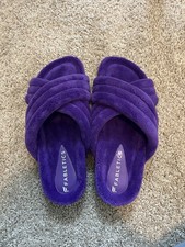 New Womens 9 Fabletics Snug Strap Slipper Faux Fur Deep Purple NIB House Shoes
