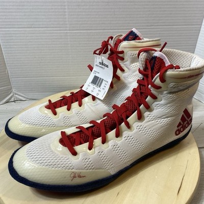 Adidas Adizero Varner Wrestling Shoes - White/Navy/Red Size 15 New!