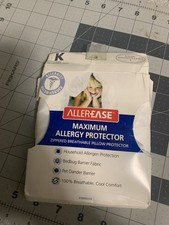 New AllerEase Allergy  Bedbug Pillow Protector Zippered KING White