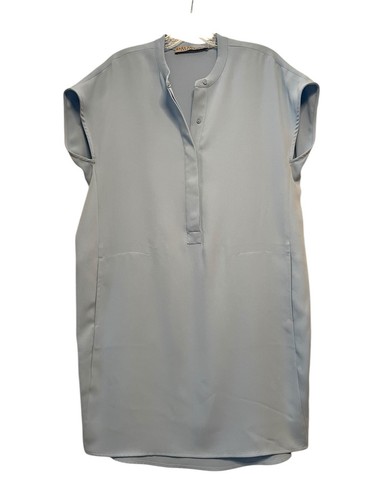 Marc New York Womens 6 Light Blue Modern Office Shift Dress Pockets Band Collar - Picture 1 of 15