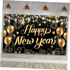 Happy New Years NYE Eve Party Supplies Decorations Banner 2026, Large Happy 