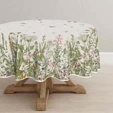 Horaldaily 90" Round Wild Flowers Floral Tablecloth Spring Summer Garden Party