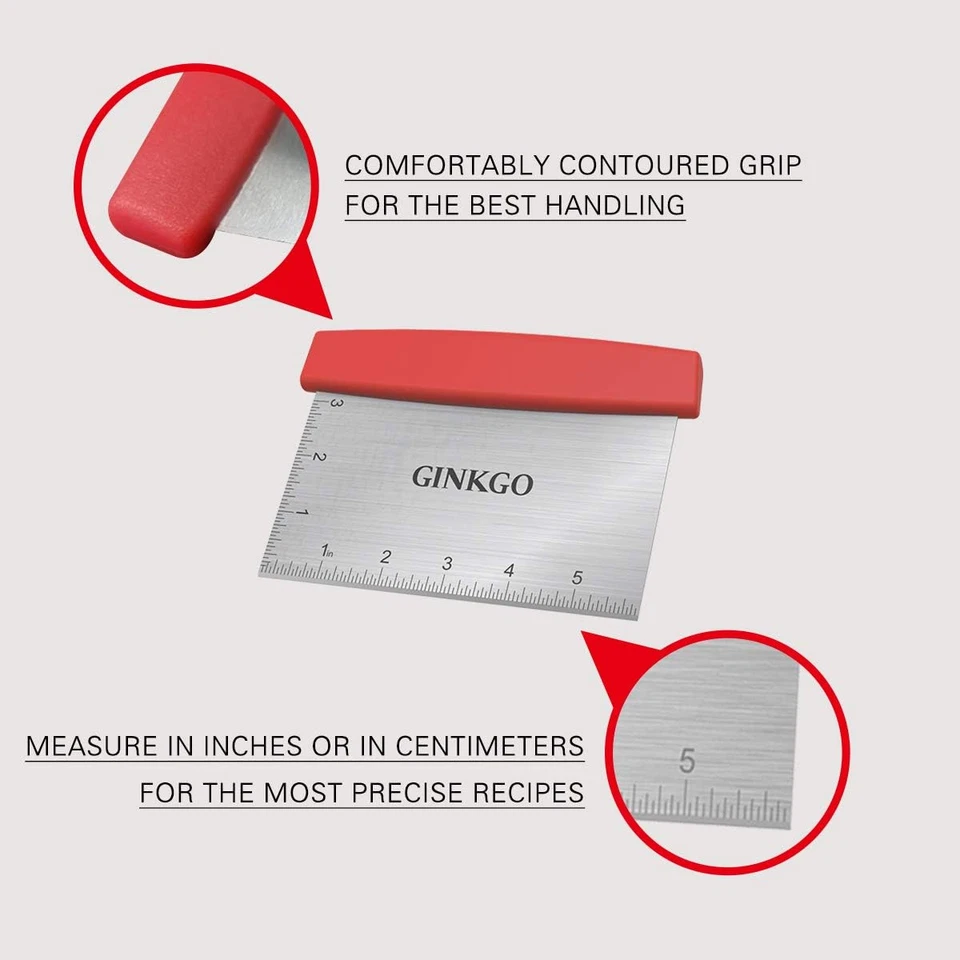 GINKGO Bench Dough Scraper Chopper Stainless Steel Kitchen Utensil Multipurpose  - Image 2 of 4