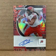 2020 Panini Prizm Draft Picks Autograph Red and Black Snake Skin Leki Fotu Auto