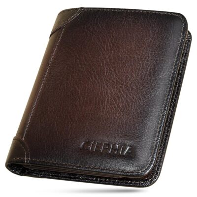 RFID Blocking Trifold Genuine Leather Wallets Thin Multi Function,Card Holder