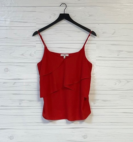 Q&A top womens size large sleeveless solid red boho cropped stretch