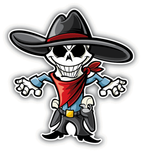 Skeleton Cowboy Funny Cartoon Car Bumper Sticker Decal 4 Skeleton Cowboy Funny Cartoon Car Bumper Sticker Decal 4