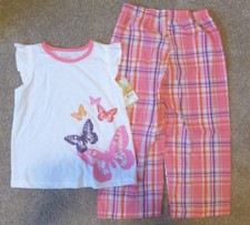 NWT Carter's Girl Butterfly and Pink Plaid 2 Pc Pajama Set - Sz 5T
