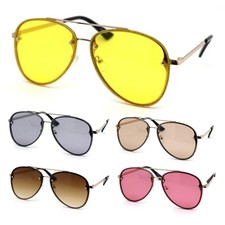 Womens Sparkling Glitter Trim Tear Drop Officer Style Sunglasses