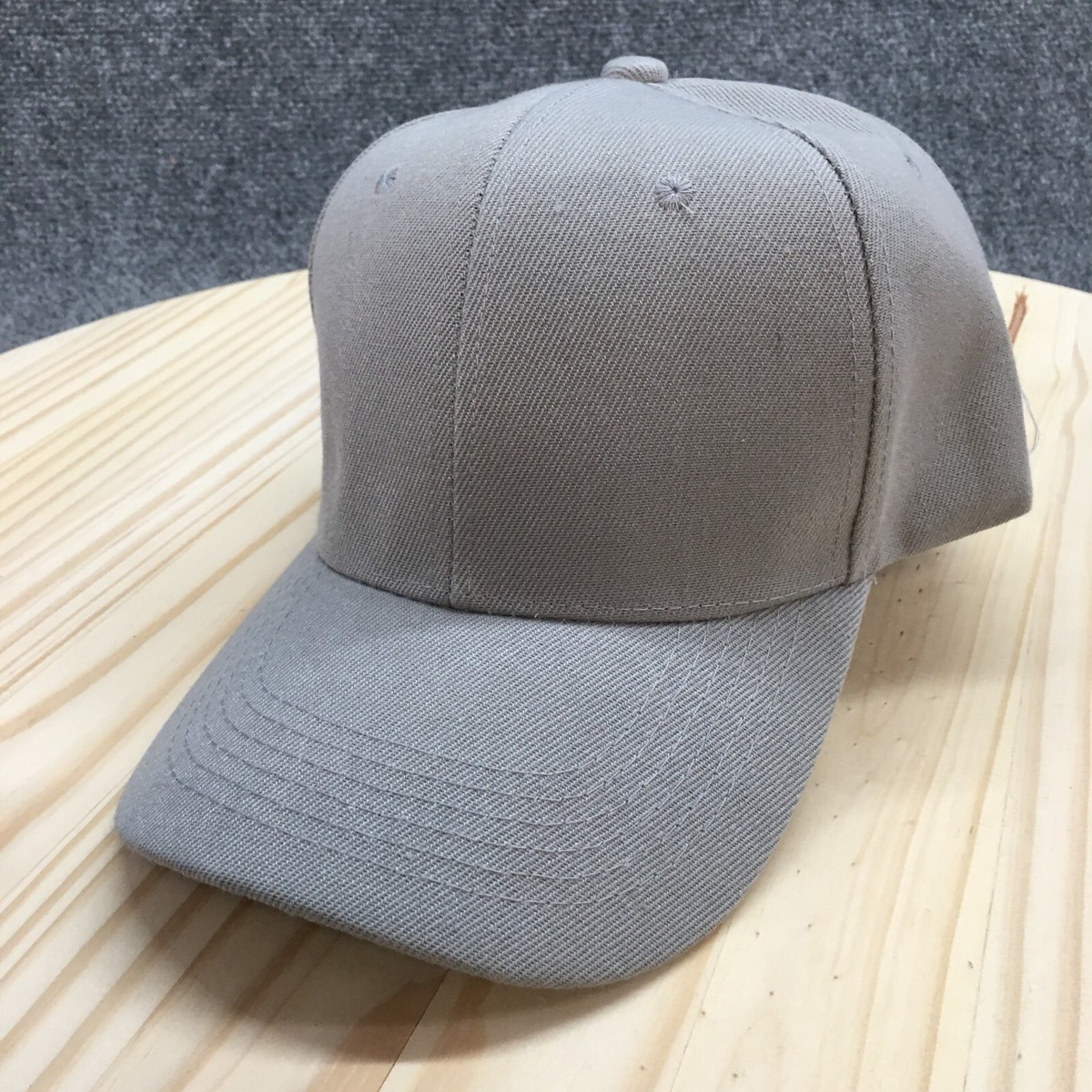 Baseball Cap Hat Mens Gray One Size Adjustable Strap Curved Brim Polyester