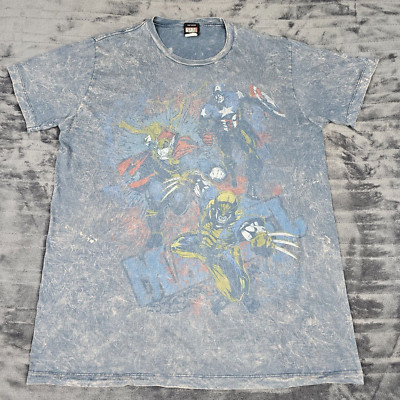 VINTAGE Marvel Shirt Erwachsene Large blau Faded Mad Engine Captain America Y2K T-Shirt