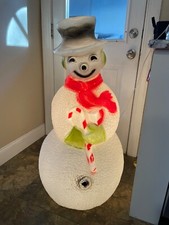 Vntg Holiday Christmas Blow Mold Dimpled Frosty Snowman Union Products 40” Works