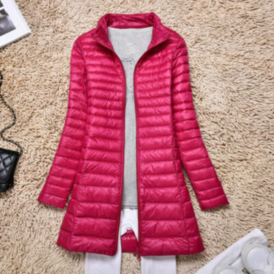 stand collar Packable Ultralight Parka Women's Long 90% Down Jacket Coat Overcoa