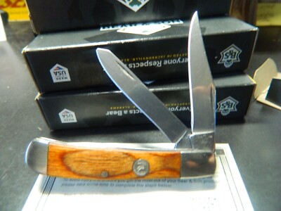 BEAR & SONS CUTLERY 3'' CLOSED WALNUT MINI TRAPPER BLADES 1095 HC. 4th GENERATION