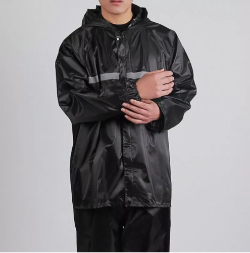 Men Black Hooded Rain Suits Jackets Pant Gear Raincoat Waterproof Outdoor Hiking - Picture 22 of 28